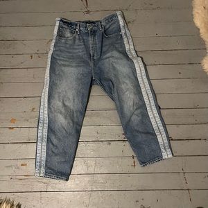 Levis made and crafted barrel leg jean with double stripe light and medium wash